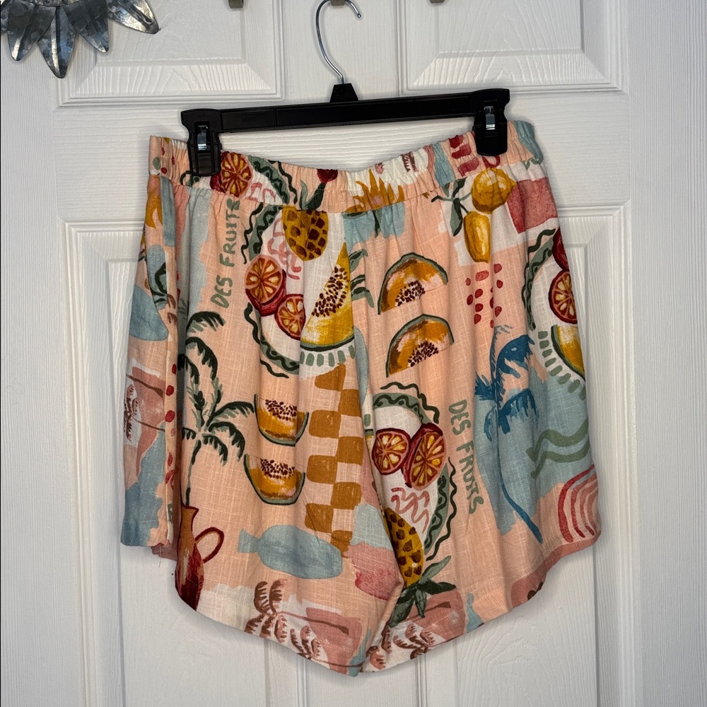 Paper Heart Women's Fruit-Print Tie-Front Shorts Set in Peach Multi - Picture 6 of 7